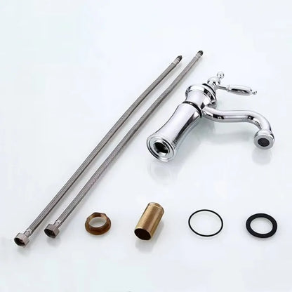 Wash-basin Faucet Black/Silver Brass Fashion Bathroom Large Bend Mouth Type Single Handle Faucet Sink Cold Hot Water Mixer Taps