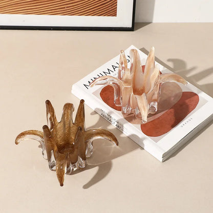 DecorBites™ Glass Petal Candle Holder for Home Decoration and Storage
