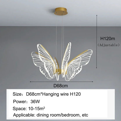 DecorBites™ LED Butterfly Ceiling Chandelier - Luxury Pendant Light for Bedroom, Living & Dining Room