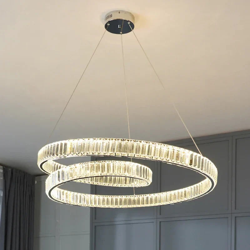 DecorBites™ Crystal LED Pendant Lights: Modern Luxury Chandelier for Living and Dining Rooms