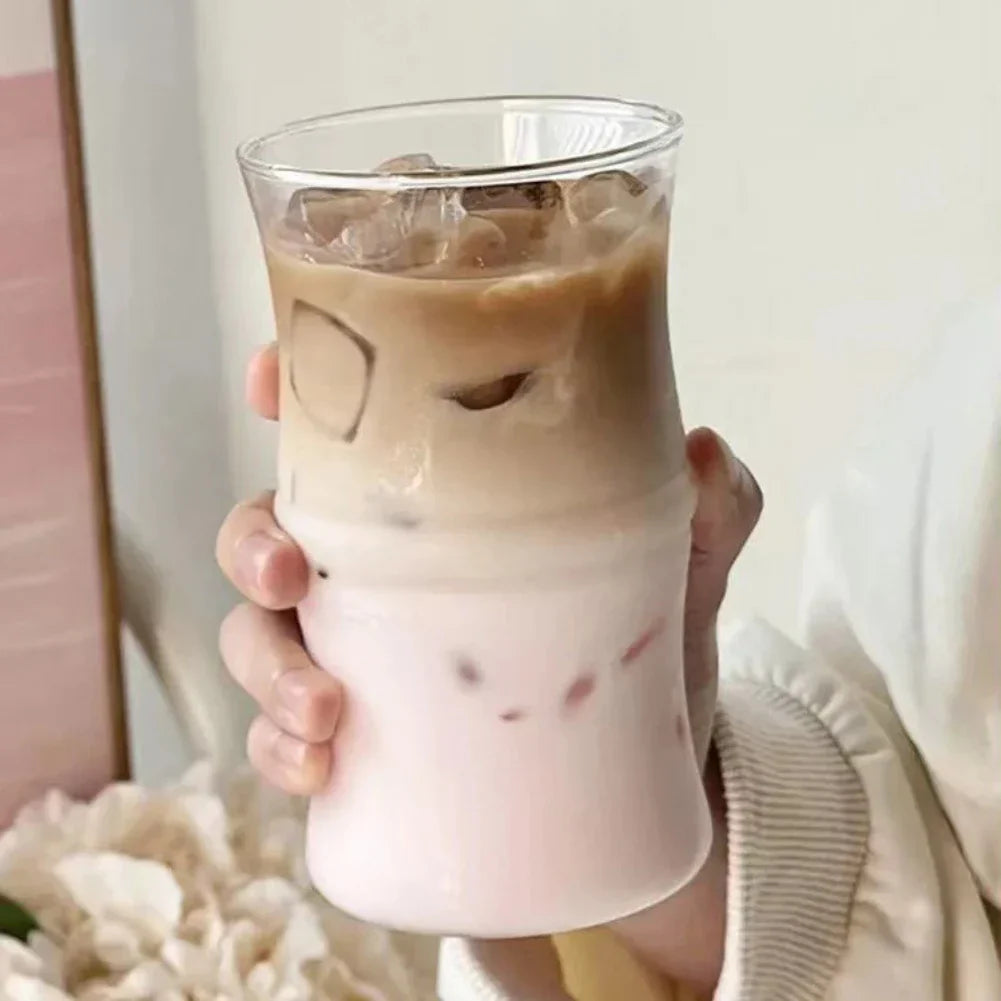 DecorBites™ Glass Bamboo Knot Mug - Cute Clear Glass Coffee Cup for Hot or Cold Drinks