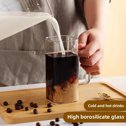 DecorBites™ 400ml Square Glass Mug with Lid and Straw | Versatile Party Beverage Cup