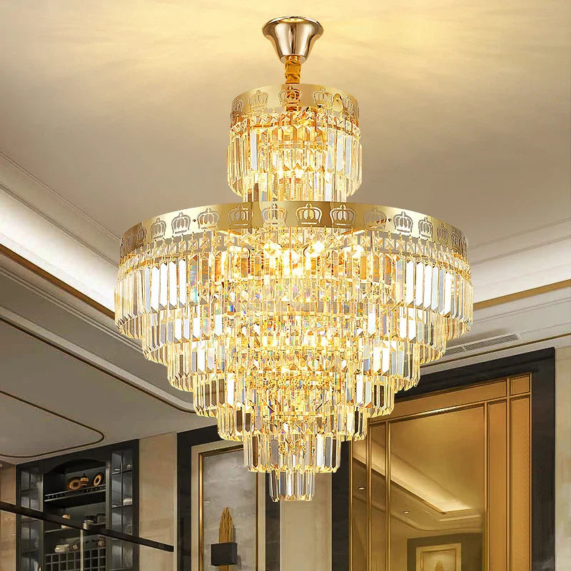 DecorBites™ Crystal Duplex Chandelier for Luxury Hollow Living Room Décor
