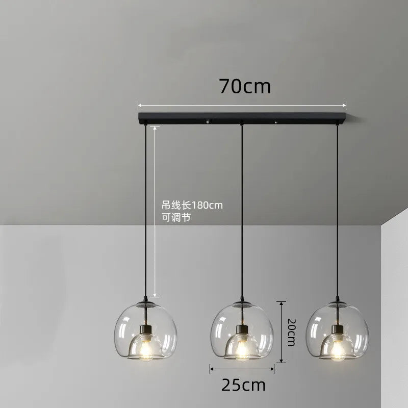 Nordic Smoke Gray Glass Pendant Light Chandelier