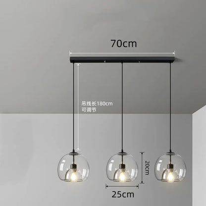 Nordic Smoke Gray Glass Pendant Light Chandelier