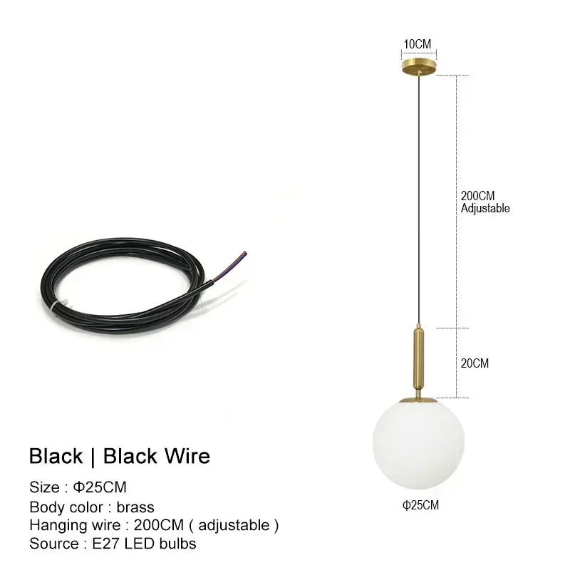 Modern White Frosted Glass Globe Pendant Light