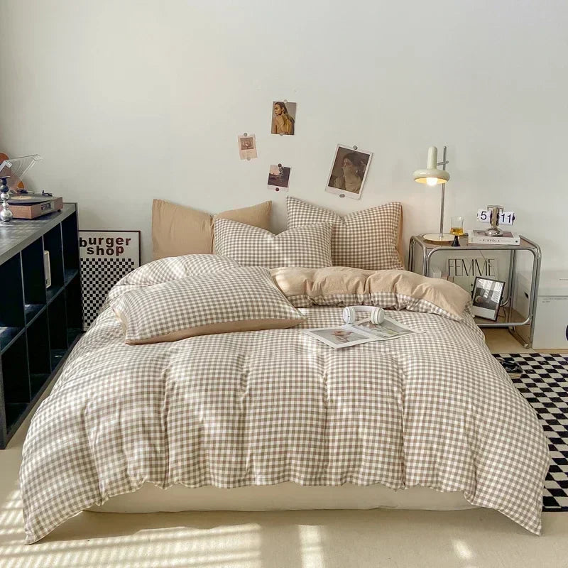 Check Cotton Duvet Set