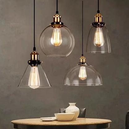 Retro Industrial Gray Glass Pendant Light