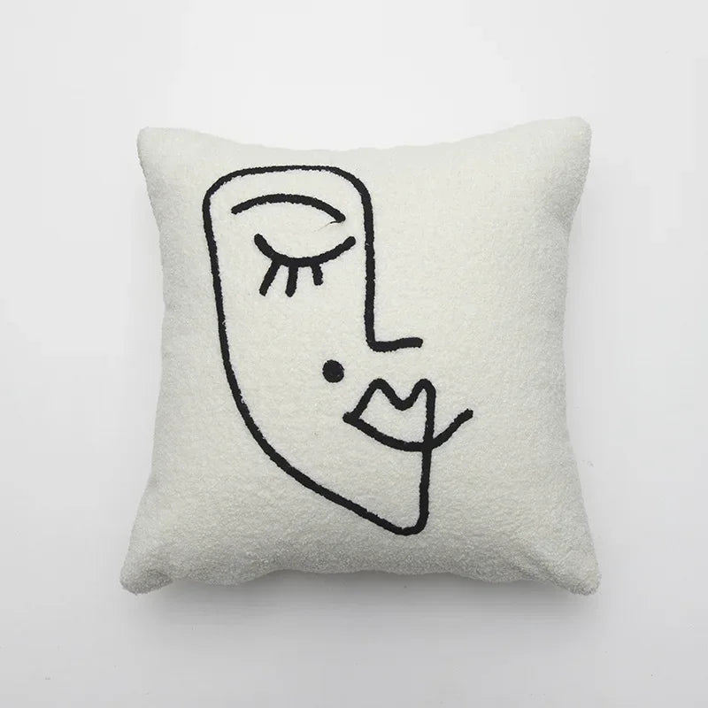 Beige Abstract Lambswool Cushion