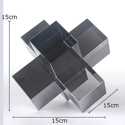 DecorBites™ Cross Crystal Geometric Glass Sculpture Desk Decoration Frosted Square Statue