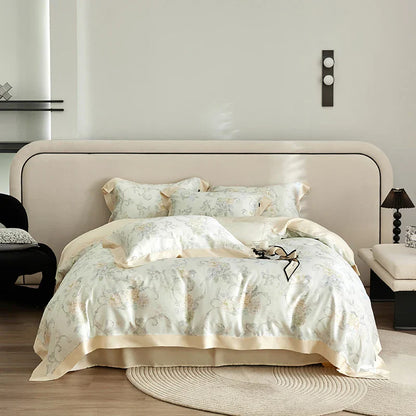 DecorBites™ Eucalyptus Fiber Bedding Set: Duvet Cover, Bed Sheet, Fitted Sheet, Pillowcases