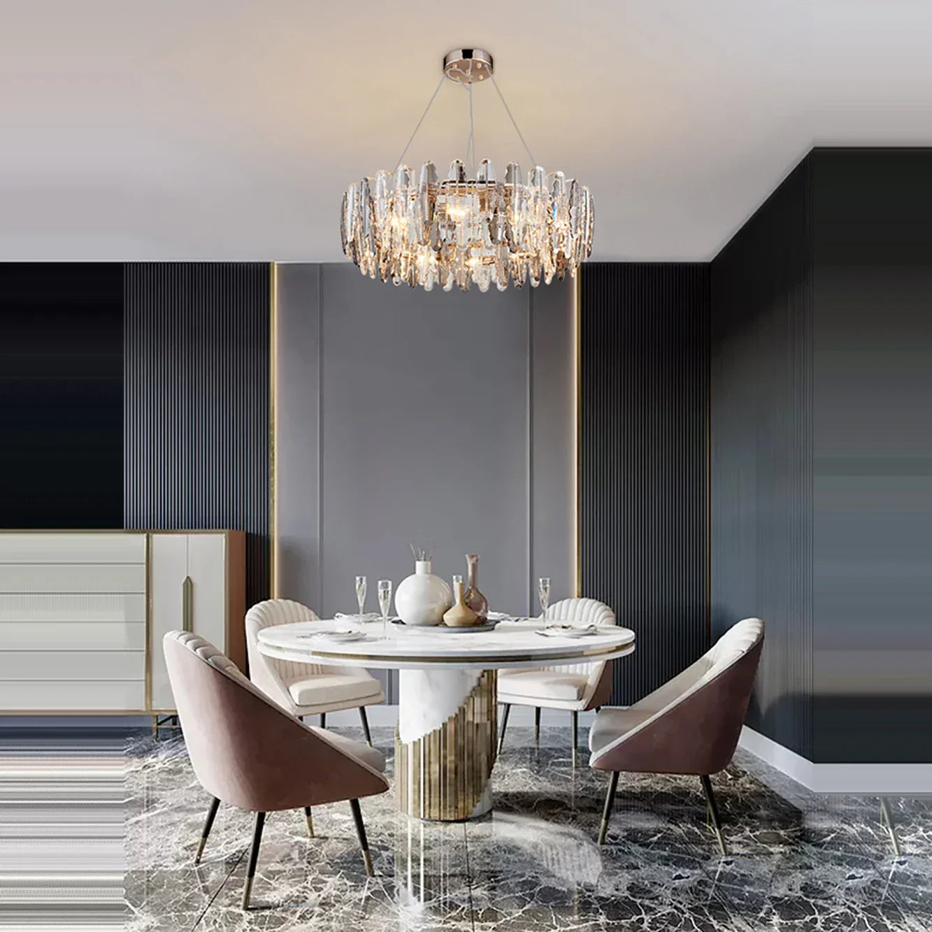 Crystal Leaf Chandelier 150cm Duplex Design