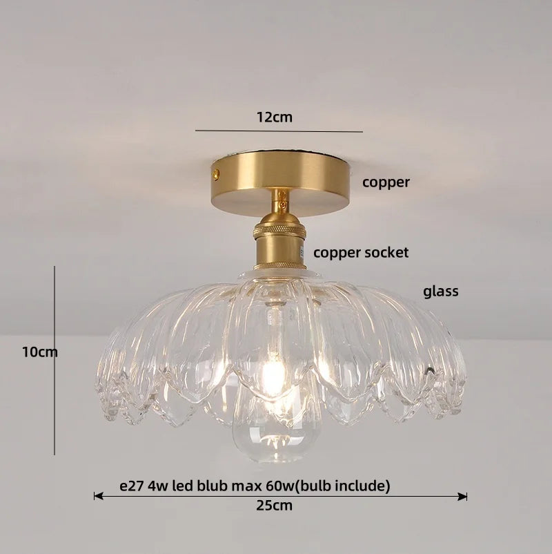DecorBites™ Green Flower Glass LED Ceiling Light Fixture - Nordic Modern Design