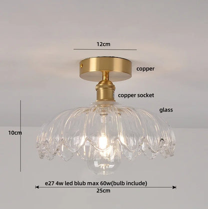 DecorBites™ Green Flower Glass LED Ceiling Light Fixture - Nordic Modern Design
