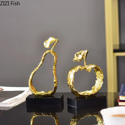 DecorBites™ Fruit Shaped Metal Crafts Apple/pear Hollow Out Sculpture Modern Home Decor