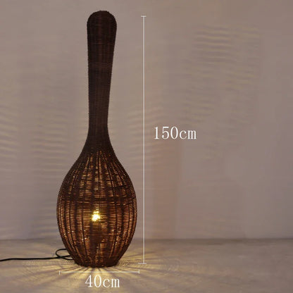 DecorBites™ Bamboo Floor Lamp: Unique Rattan Light for Living Room, Bedroom, Teahouse Decor