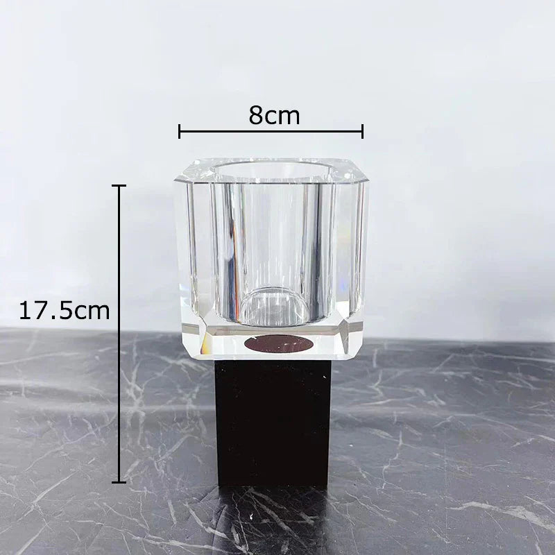 DecorBites™ Crystal Glass Vase with Artificial Flowers, Modern Home Decor