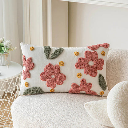 DecorBites™ Geometric Embroidery Beige Floor Pillow Cover for Living Room Sofa
