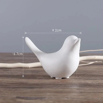 DecorBites™ Bird Figurine Set Nordic Ceramic Black White Table Sculptural Ornament