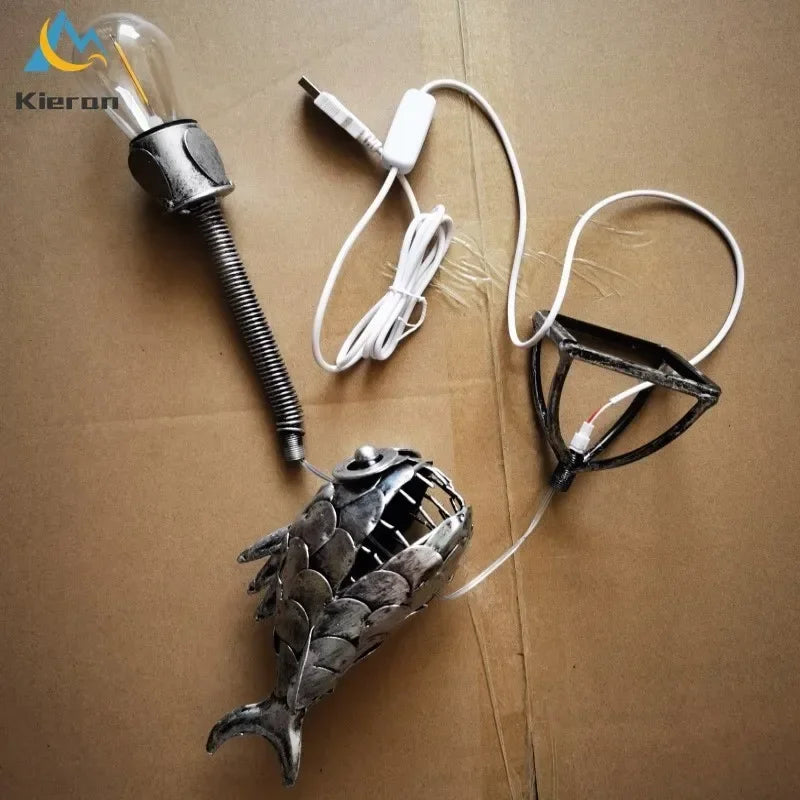 Copper Fish Table Lamp
