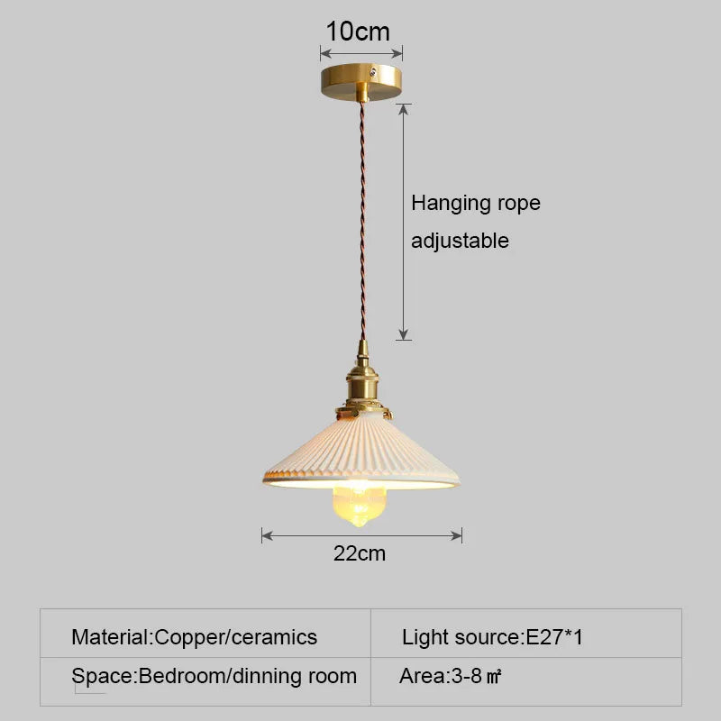 Ceramic Brass Bedside Chandelier