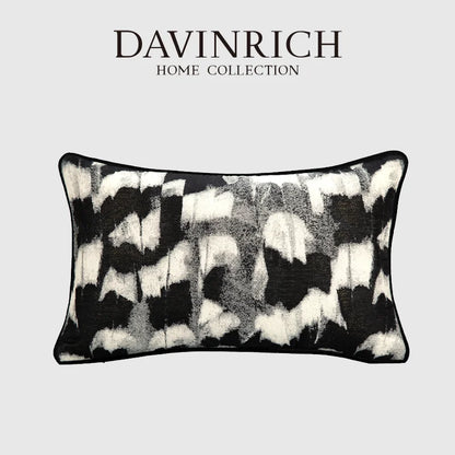 DecorBites™ Abstract Monochrome Jacquard Lumbar Pillow Cover for Chic Studio & Home Decor