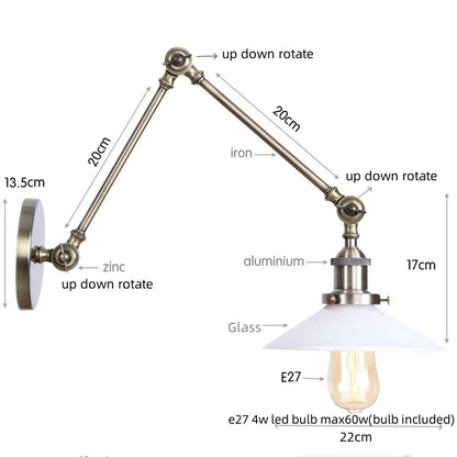 DecorBites™ Industrial Adjustable LED Wall Sconce with Clear Glass Shade