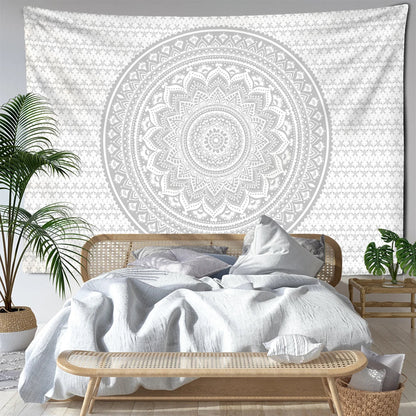 DecorBites™ Grey Mandala Tapestry Wall Hanging Psychedelic Hippie Art for Aesthetic Home Decor