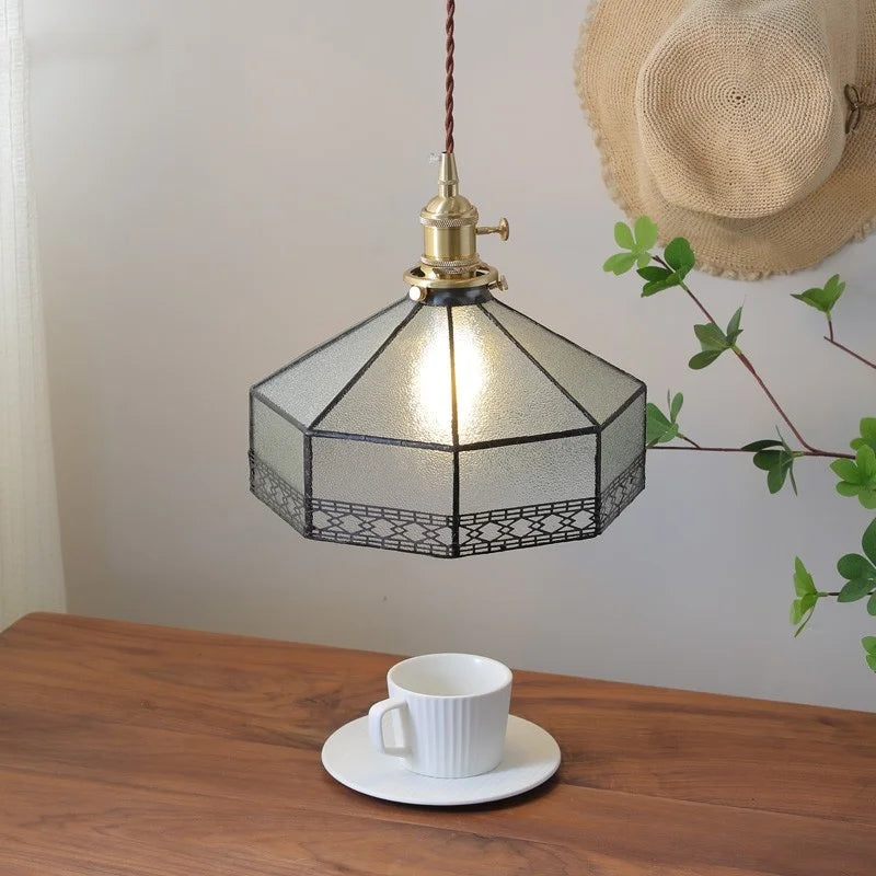 DecorBites™ Gray Glass LED Pendant Light Fixture with Adjustable Hang Lamp