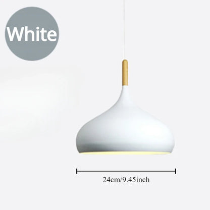 Modern Macaron Aluminum Pendant Light With Wood Accent
