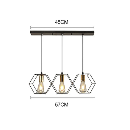 DecorBites™ Geometric LED Chandelier: Modern Metal Frame Light for Dining Room or Bedroom