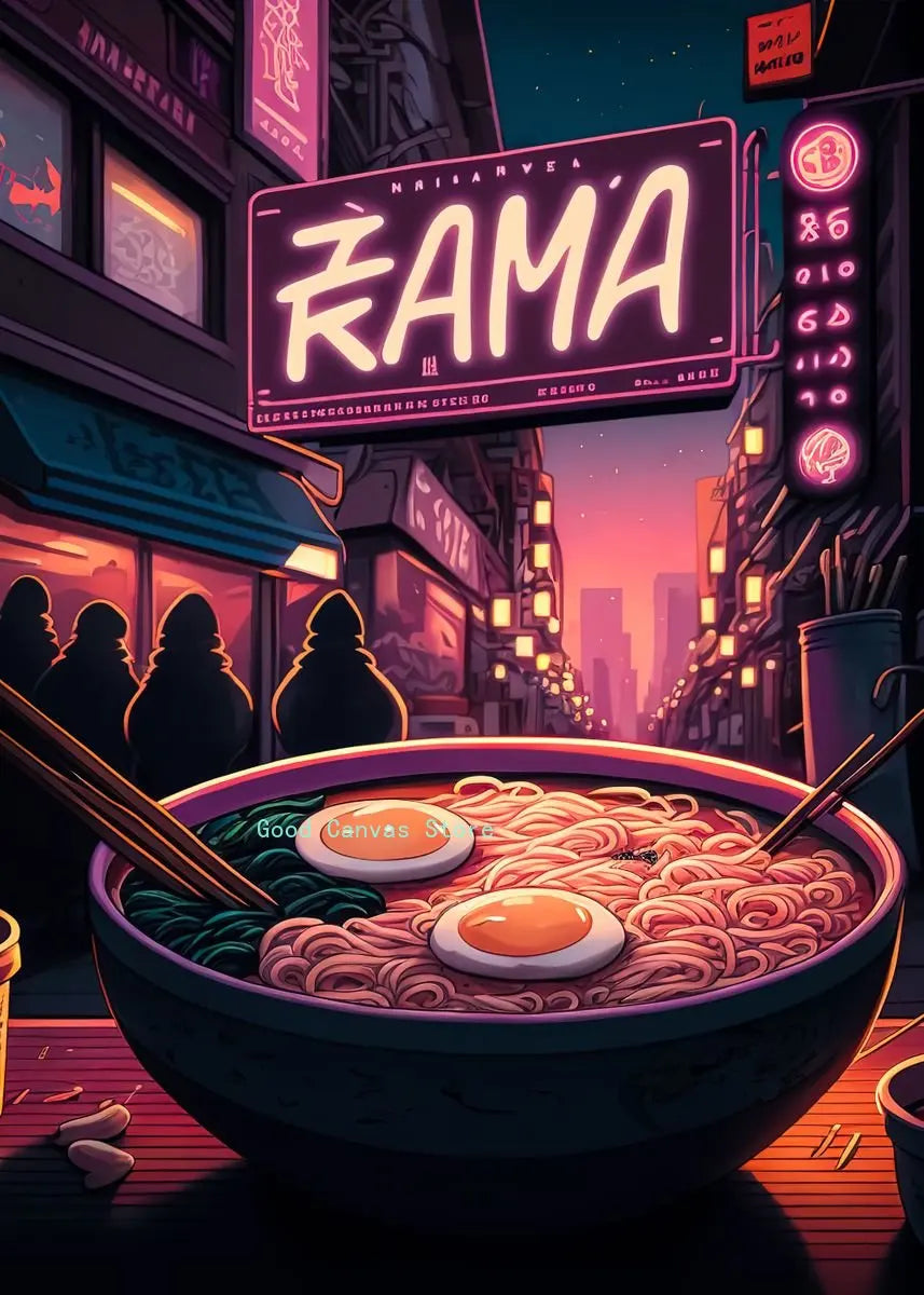 Neon Food Canvas Art
