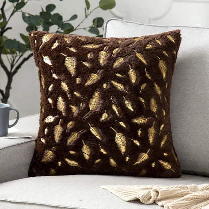 DecorBites™ Golden Fur Cushion Cover White 43x43 - Luxury Home Decor Pillow Case