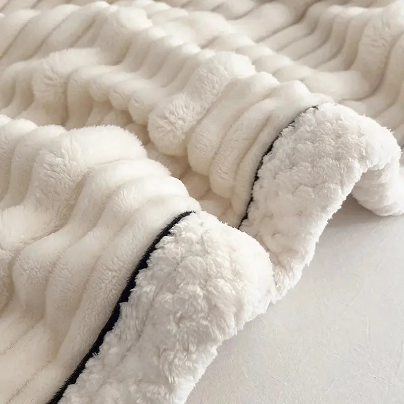 DecorBites™ Cozy Faux Rabbit Plush Blanket for Autumn/Winter - Soft Milk Velvet Nap Blanket