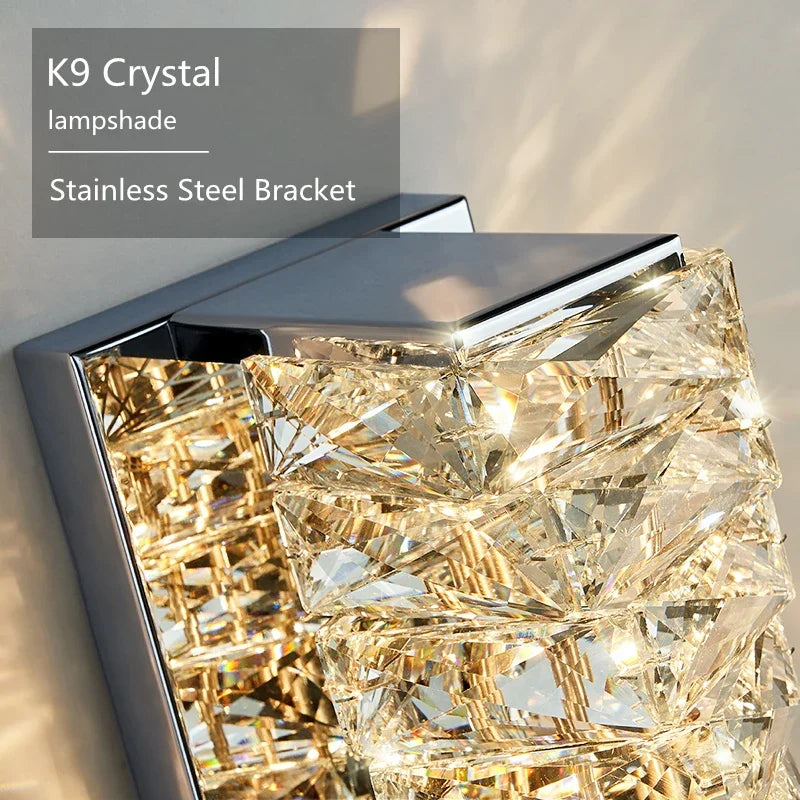 DecorBites™ Crystal LED Wall Light: Modern Luxury Sconce for Living Room, Aisle, Bedside