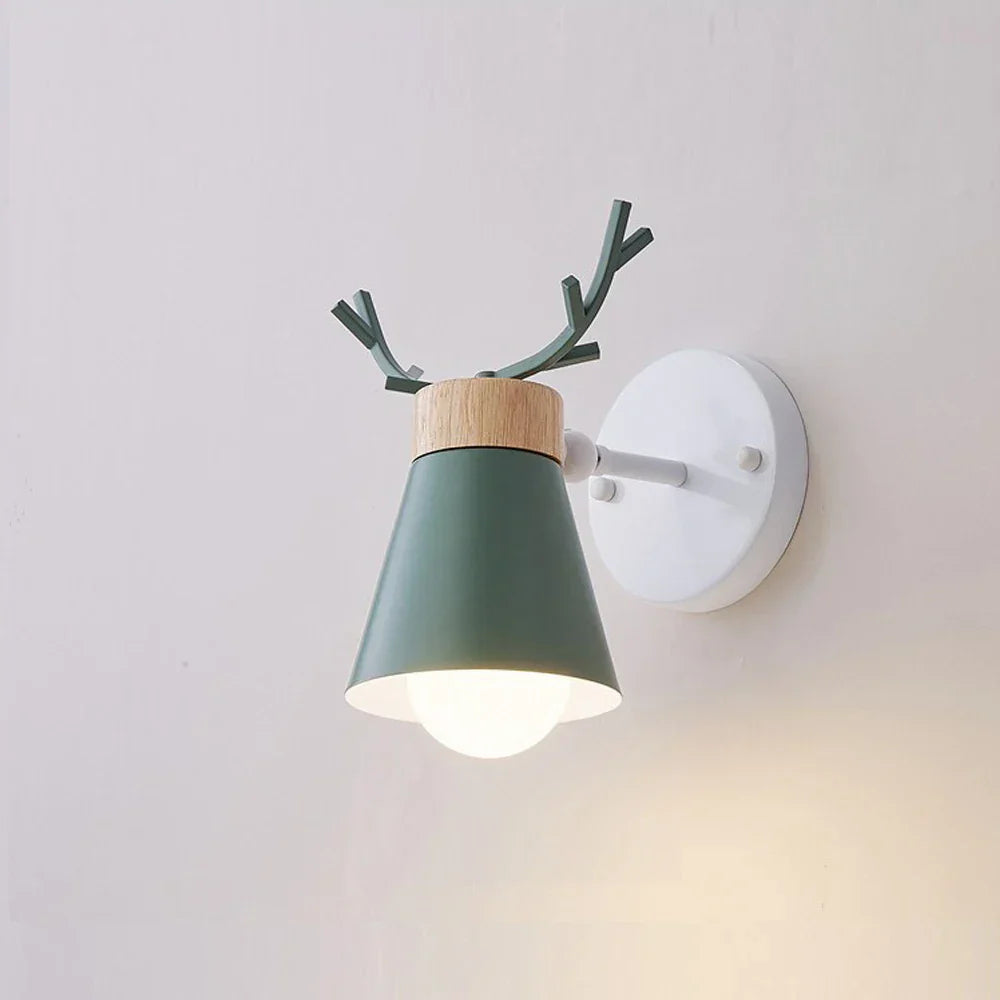 Wooden Antlers Wall Lamp