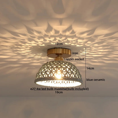 DecorBites™ Copper Wood LED Ceiling Lamp Ceramic Modern Ceiling Lights for Home Decor