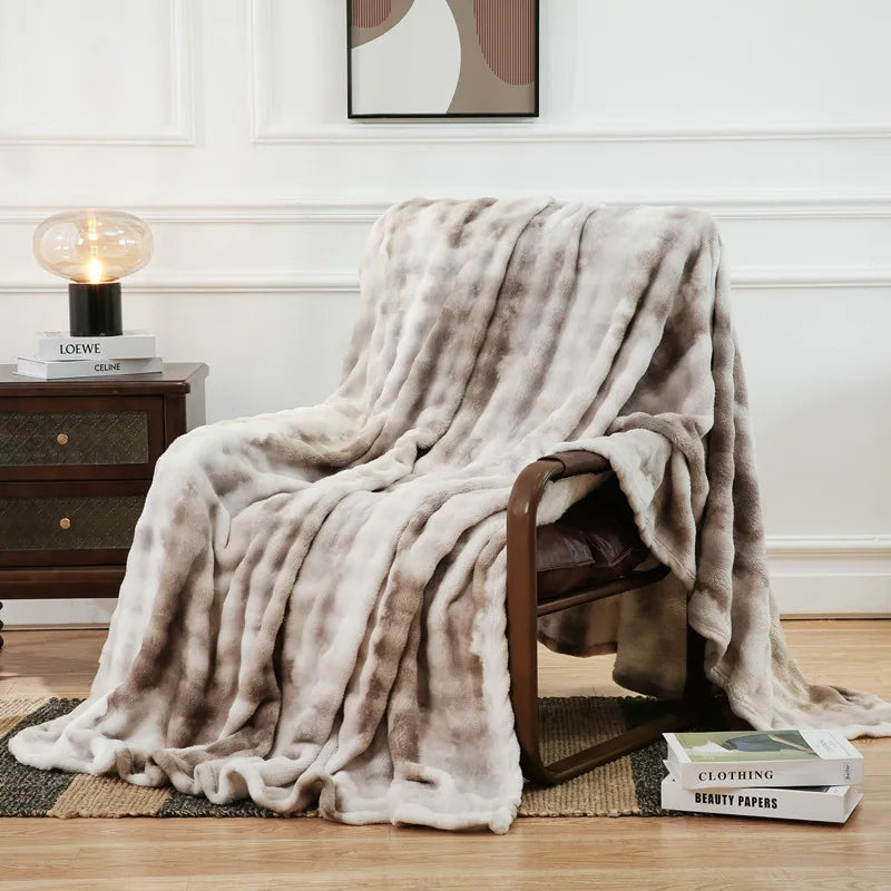 DecorBites™ Fuzzy Faux Fur Blanket - Soft & Cozy Reversible Throw for Sofa & Bed