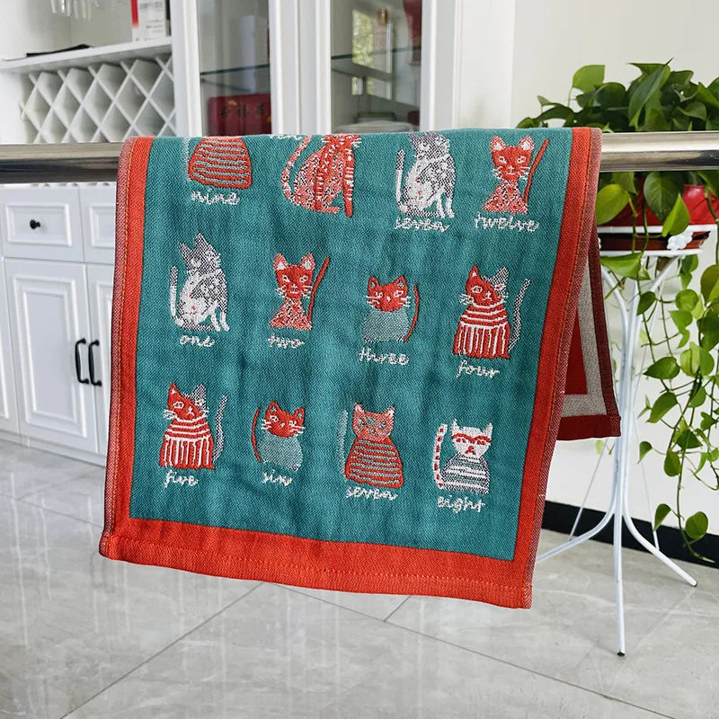 Cat Print Face Towels