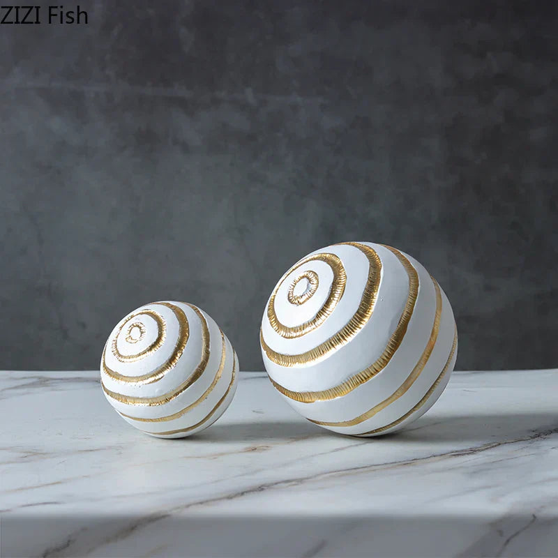 DecorBites™ Golden Texture Ball Geometric Sculpture - Abstract Desk Decoration