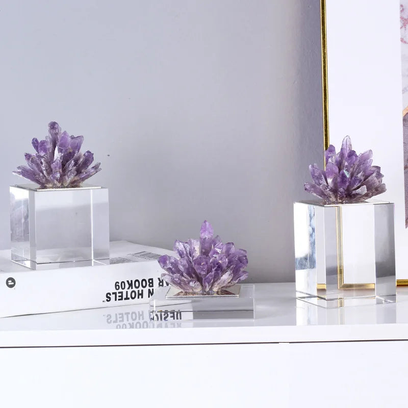 DecorBites™ Agate Stone Crystal Sculpture Gold-plated Marble Ornament for Living Room Desk