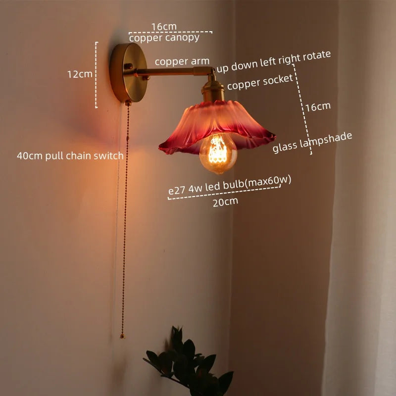 DecorBites™ Japanese Style LED Glass Copper Wall Lamp Sconce for Restaurant, Bar, Bedroom, Bathroom