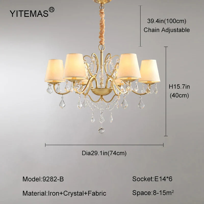 Gold Crystal Shade Chandelier