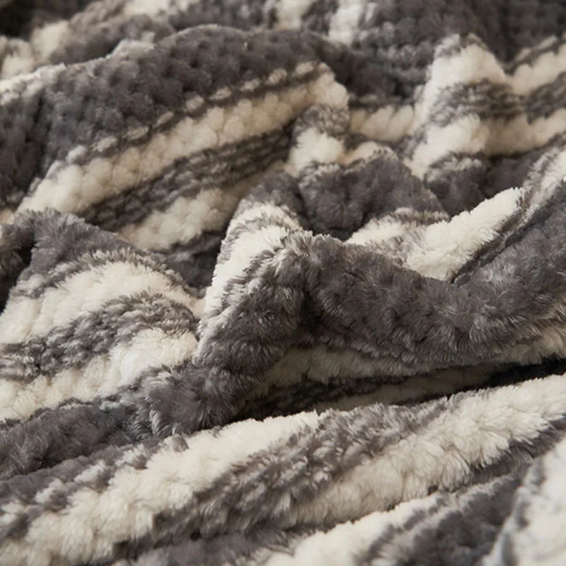 Striped Coral Fleece Blanket