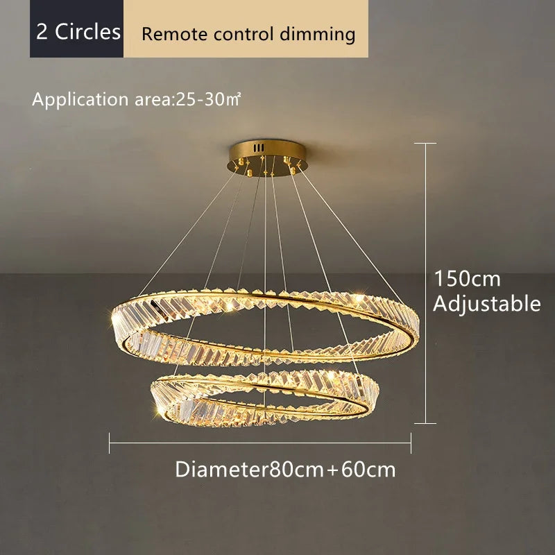 DecorBites™ Crystal LED Chandelier for Home Dining Room Kitchen Gold Lustres