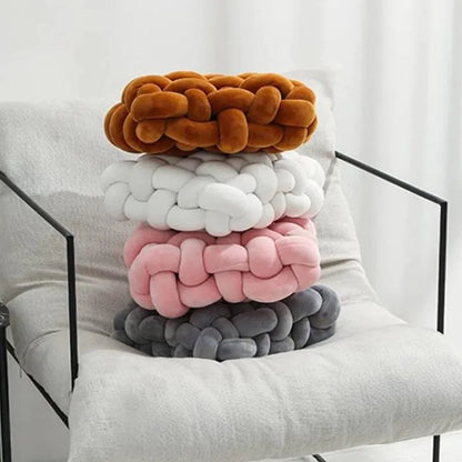 DecorBites™ Knot Square Pillows: Handmade Decor for Living Room, Bedroom, Office in Grey