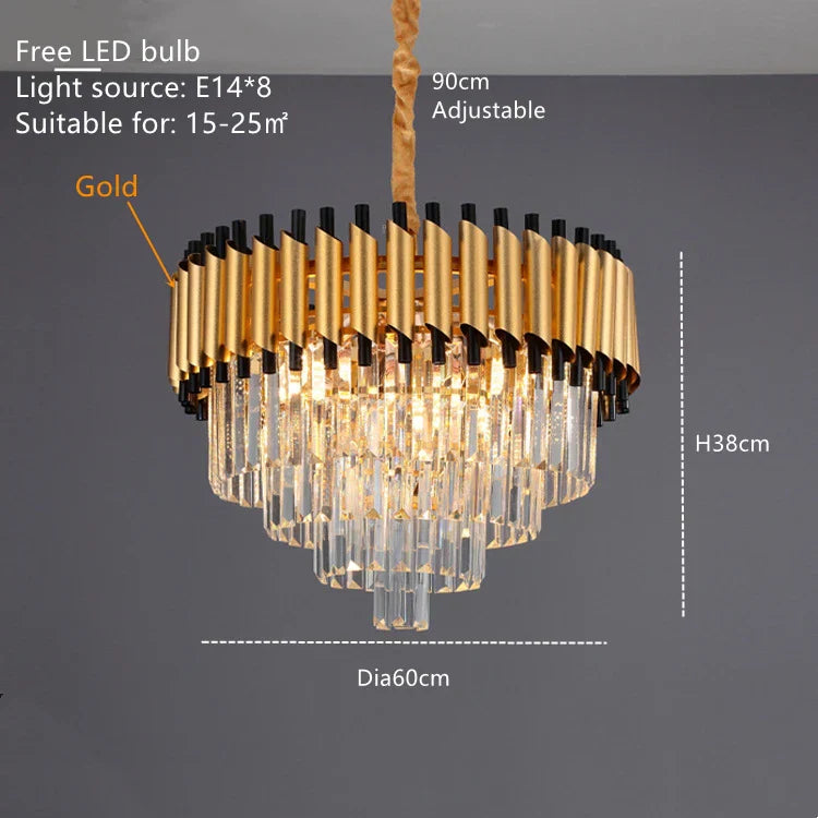 Crystal Ceiling Chandelier Round D80cm Gold
