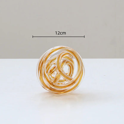 DecorBites™ Geometric Wound Glass Twine Sphere Ornament - Handmade Home Decor Accessory