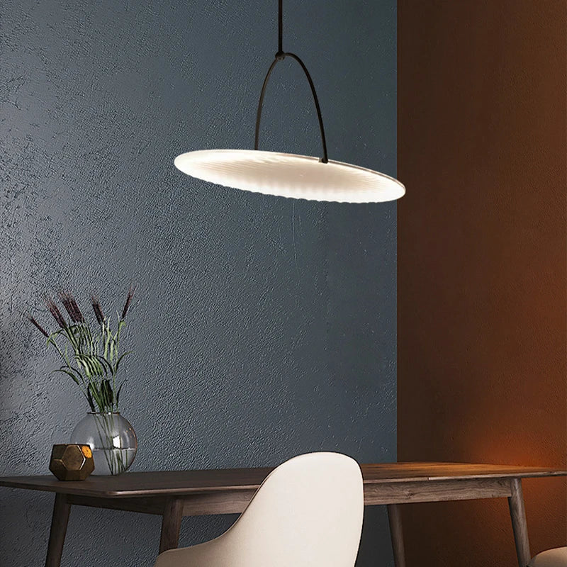 Ivory Fabric Drum Pendant