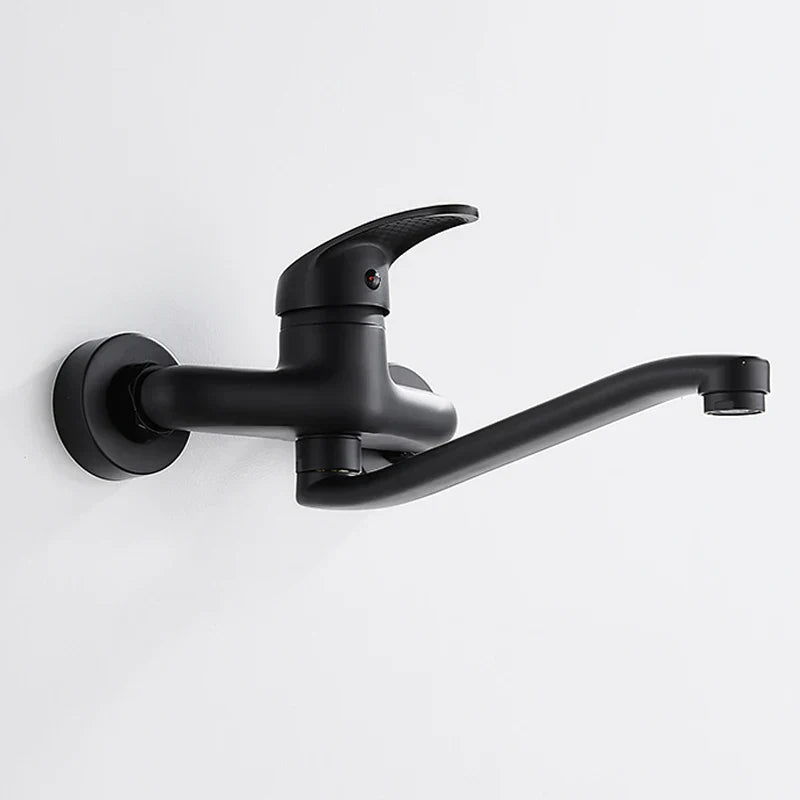 DecorBites™ Dual Hole Kitchen Faucet, Black Brass Chrome Mixer Tap for Sink